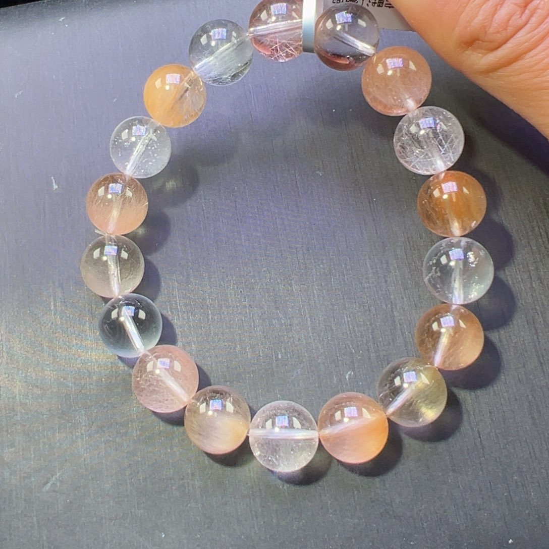 水晶手串未镶嵌毕业拉丝糖果兔毛11mm