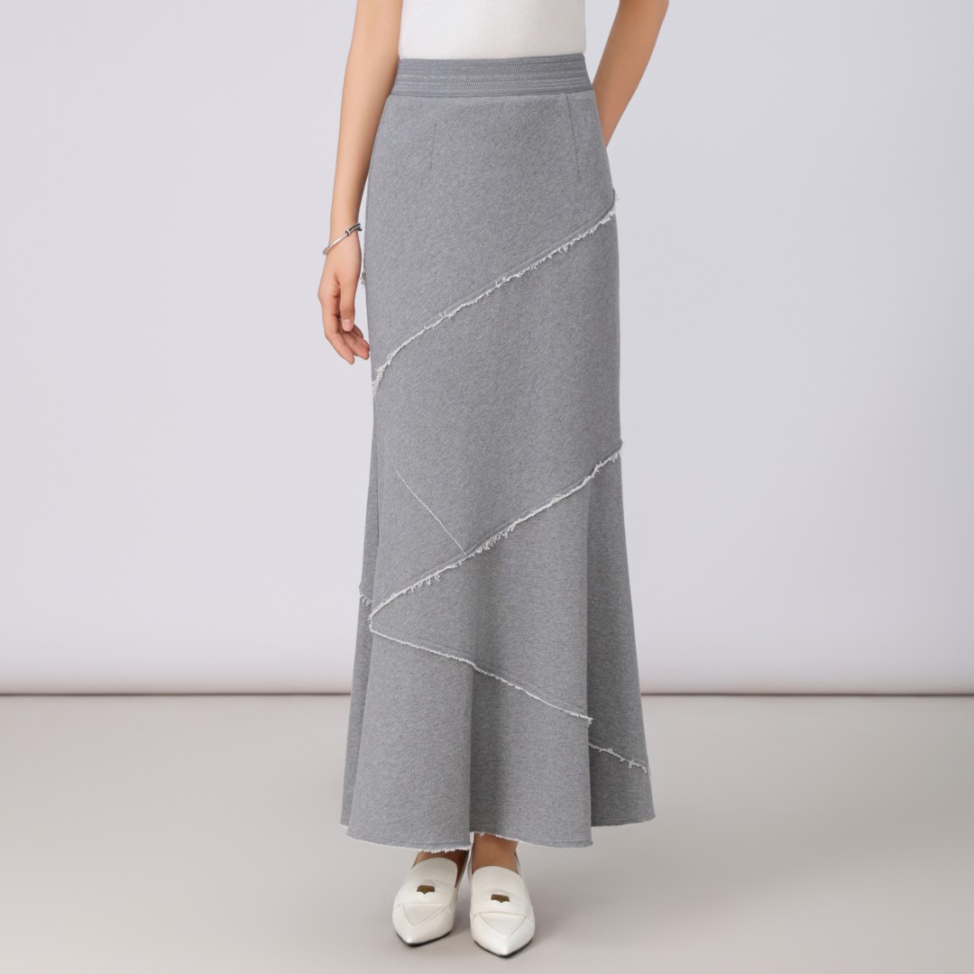 AMASS/阿玛施 新款极简不规则半裙冬季保暖流苏鱼尾半身裙5200433