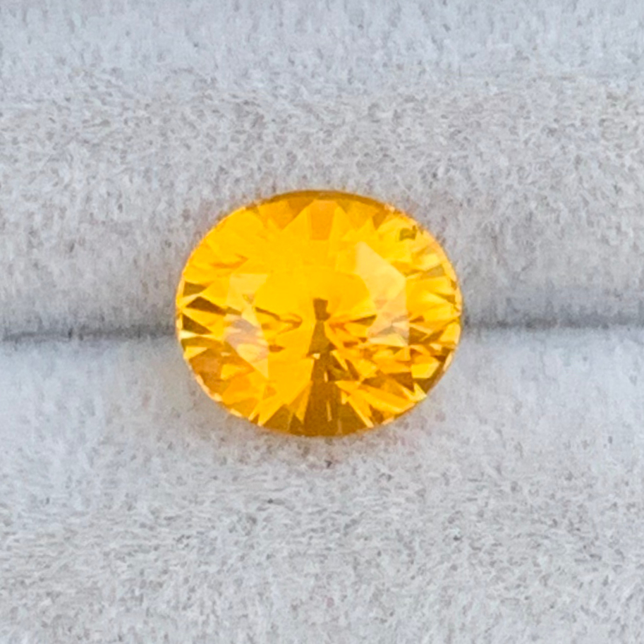 1.17ct无铍扩散天然黄色蓝宝石椭圆金丝雀色满火彩浓黄不褪色裸石
