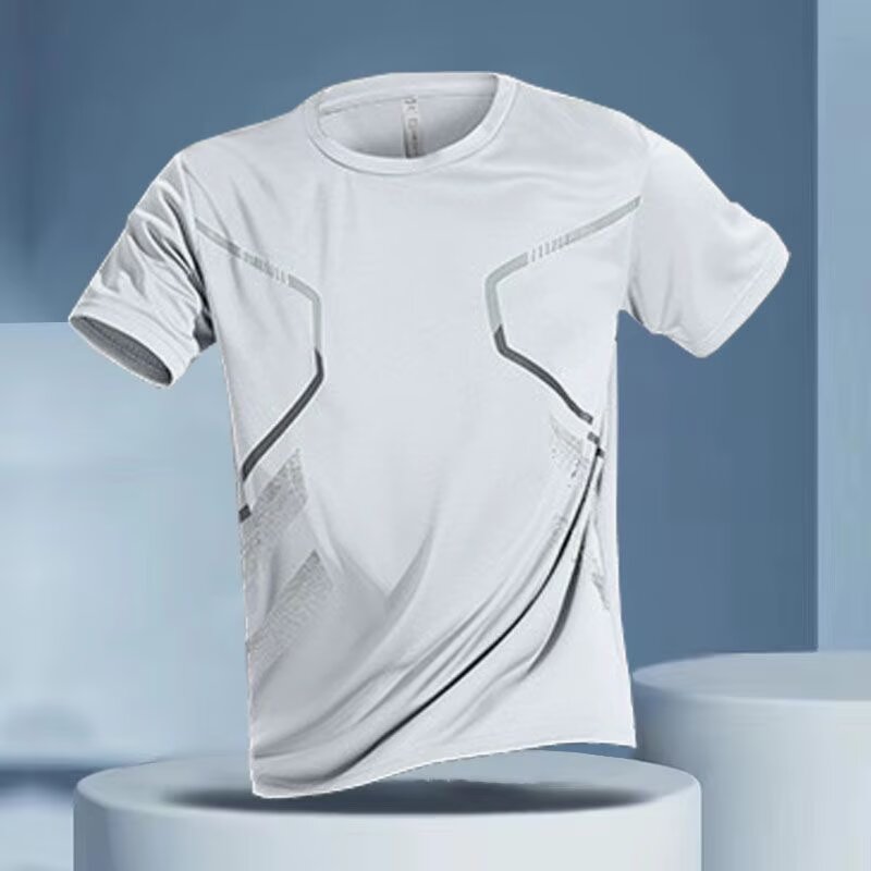 2025夏天潮男短袖t恤透气宽松五分袖新款网红潮流ins简约印花上衣