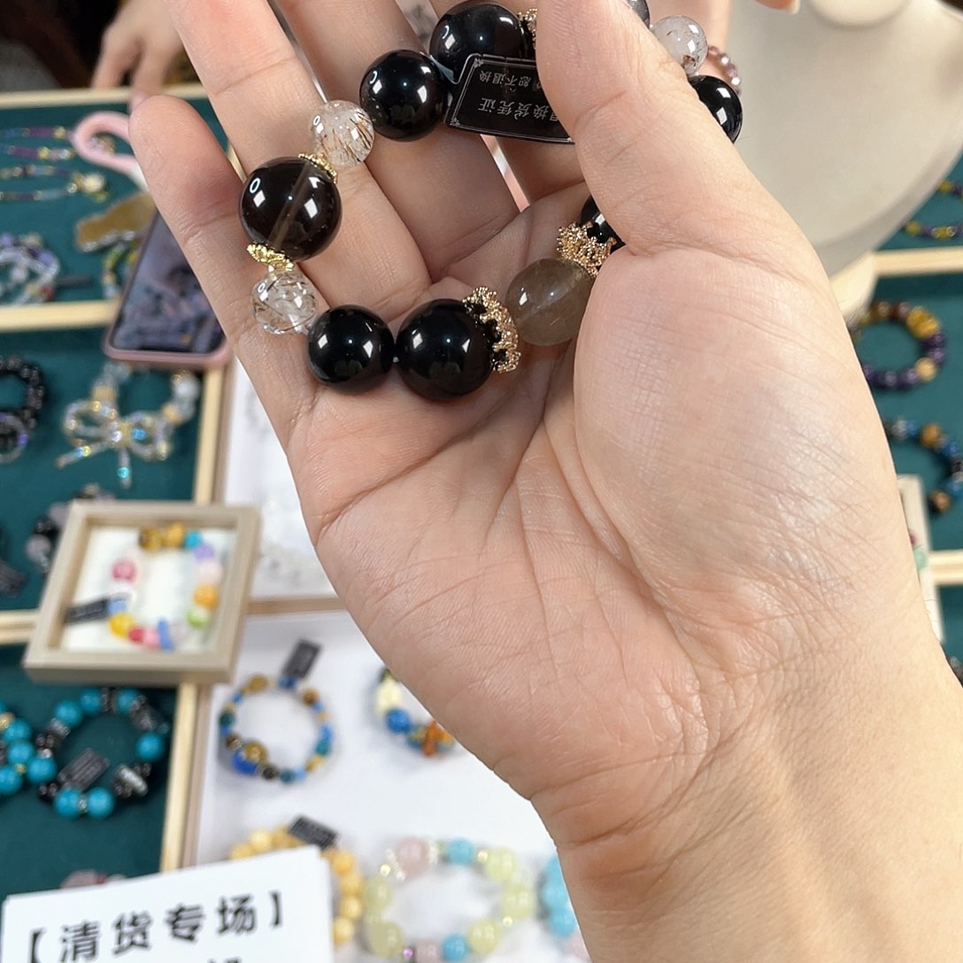 水晶手链银S925镀金镶嵌