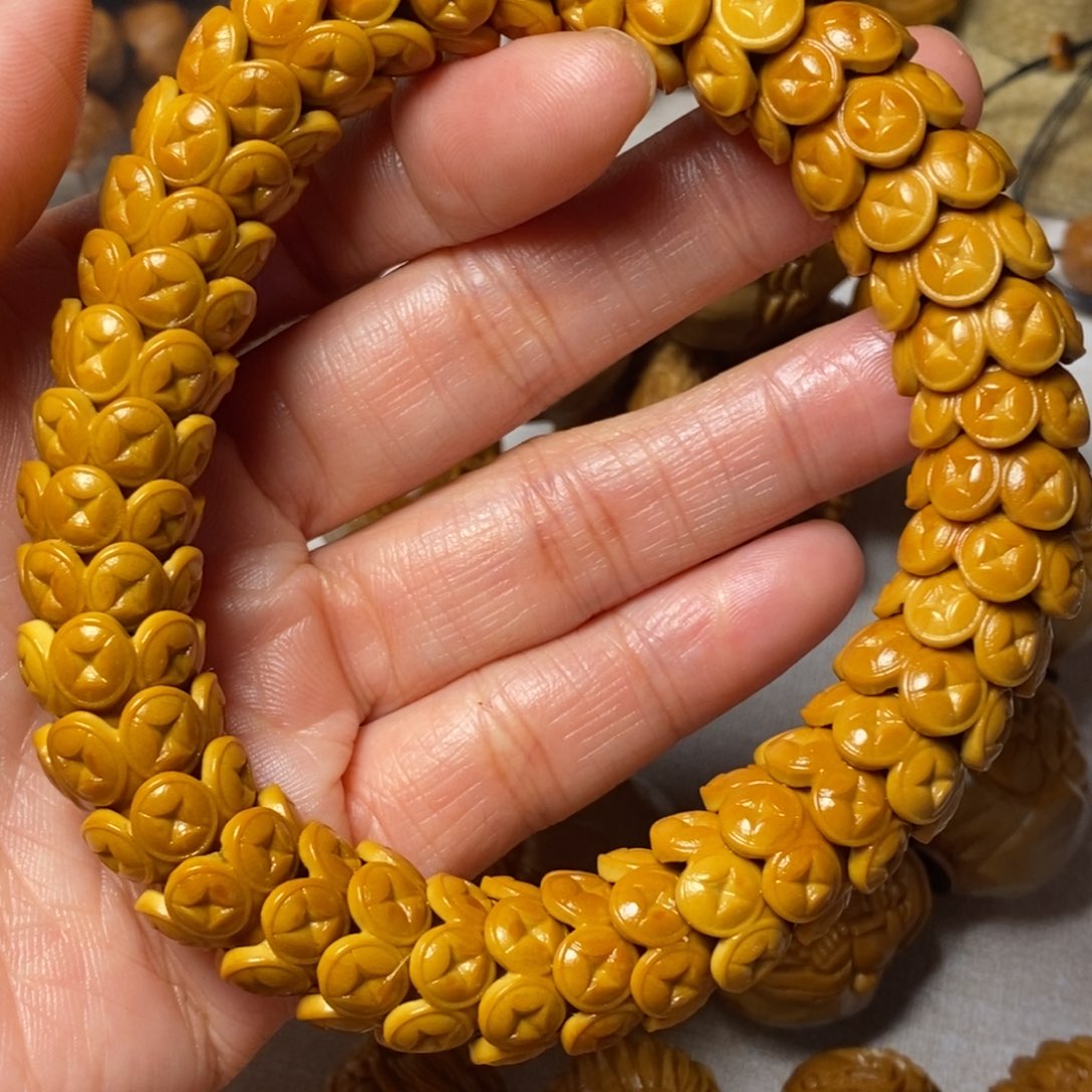 橄榄核手串/手链镂空金饭碗