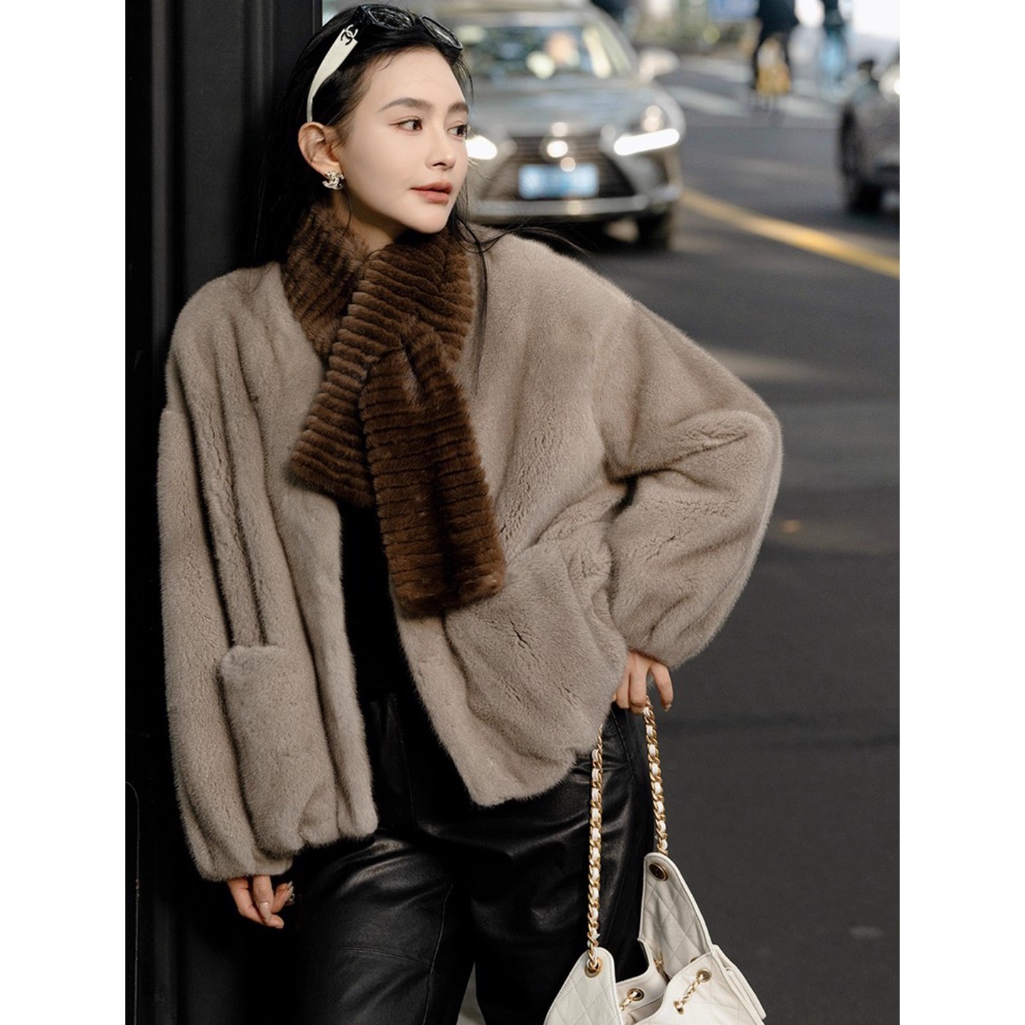 LAZYVISION丹麦进口紫金短二小母貂短外套ZMD-33915