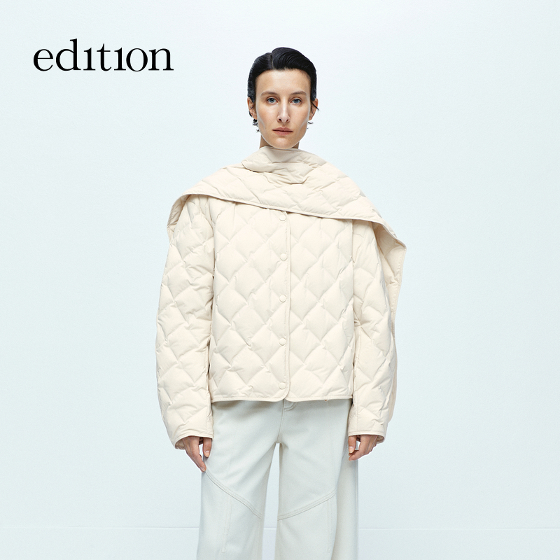 【达人专享】edition围巾领菱格好羽绒服#EBD4EIN023