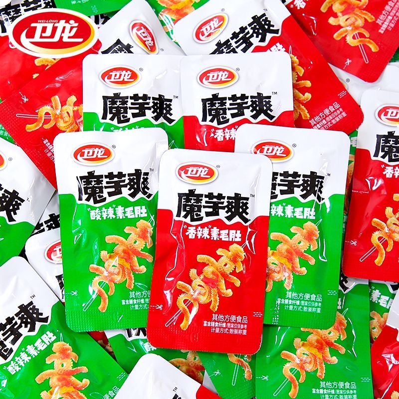 卫龙800g魔芋爽素毛肚散装轻巧版120包休闲解馋即食辣味零食