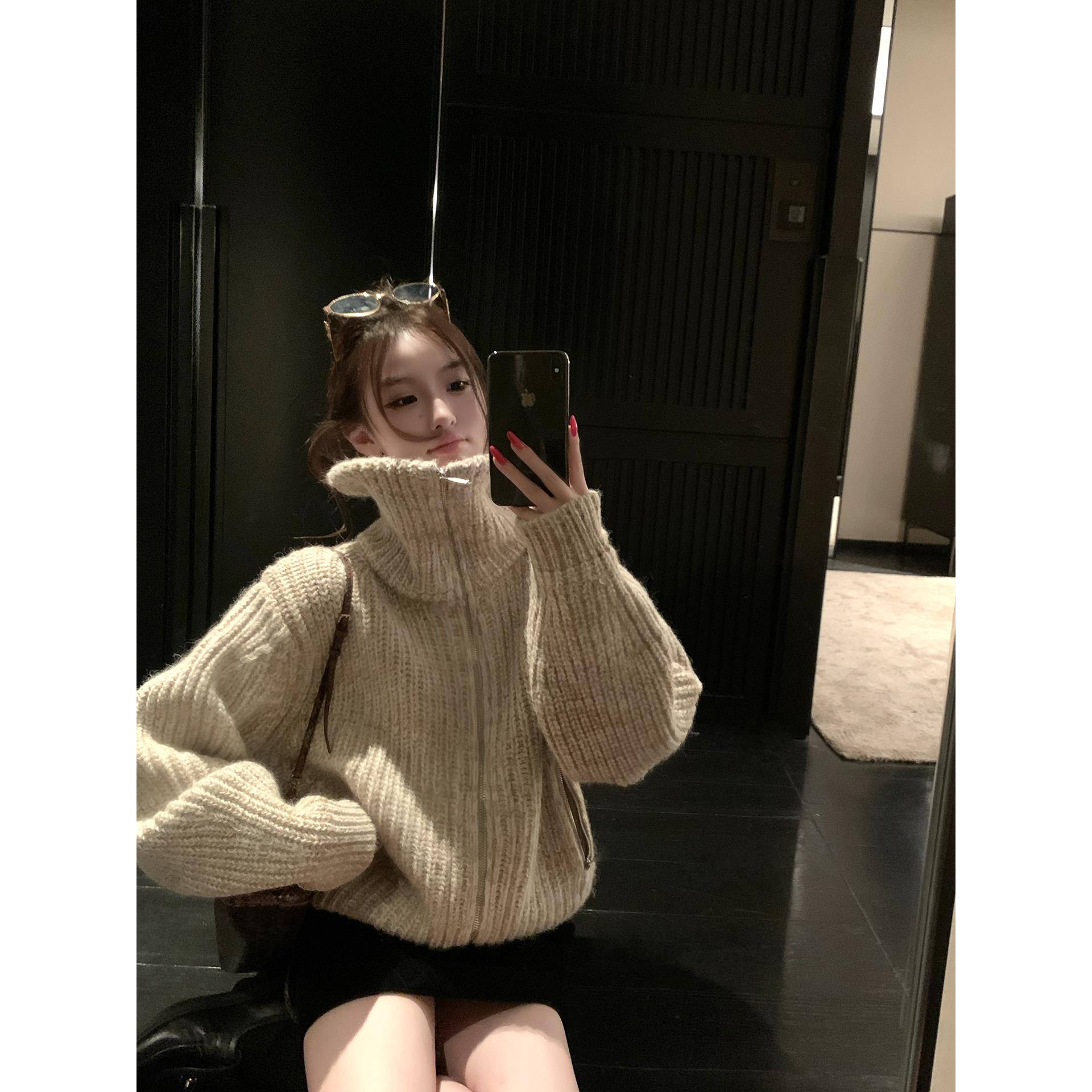 OYFF 12/23 20点【猫爪饼干】多色定染混纺针织上衣拉链开衫外套