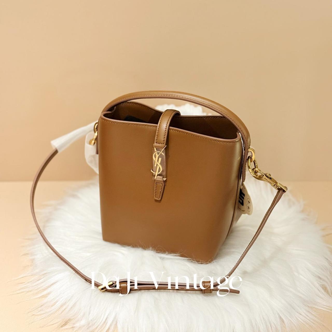 99新 YSL/圣罗兰 大吉中古/YSL圣罗兰狐狸色mini水桶斜挎包