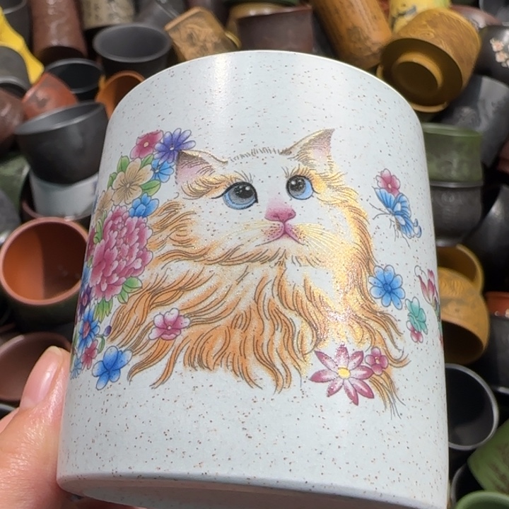 茶杯绿泥全手工紫砂