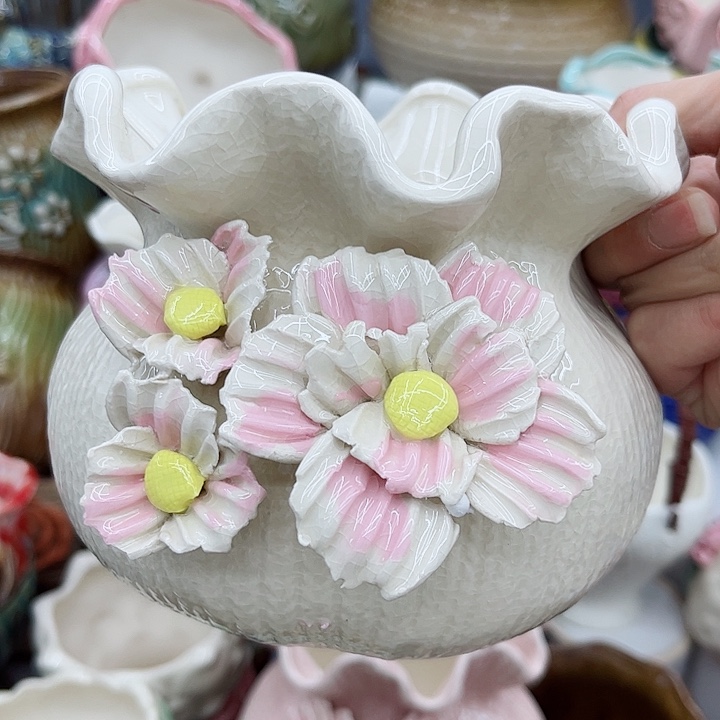 多肉绿植陶瓷花盆9.9包邮，有孔