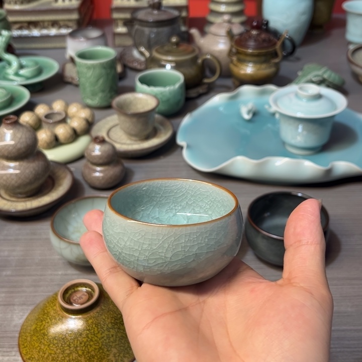 瓷片叶小春 冰裂纹 禅定杯