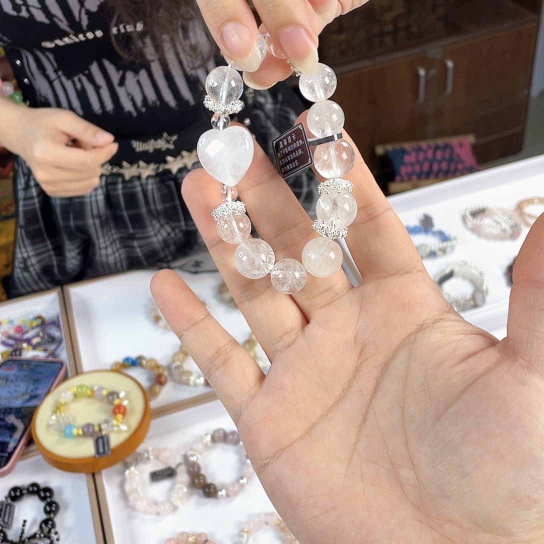 水晶手链银S925镀金镶嵌