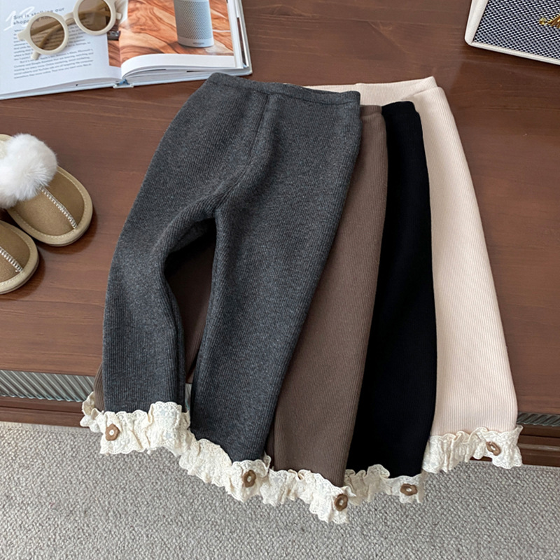 皮筋腰带休闲风女长裤儿童休闲裤加绒童装弹力秋冬春秋女童洋气