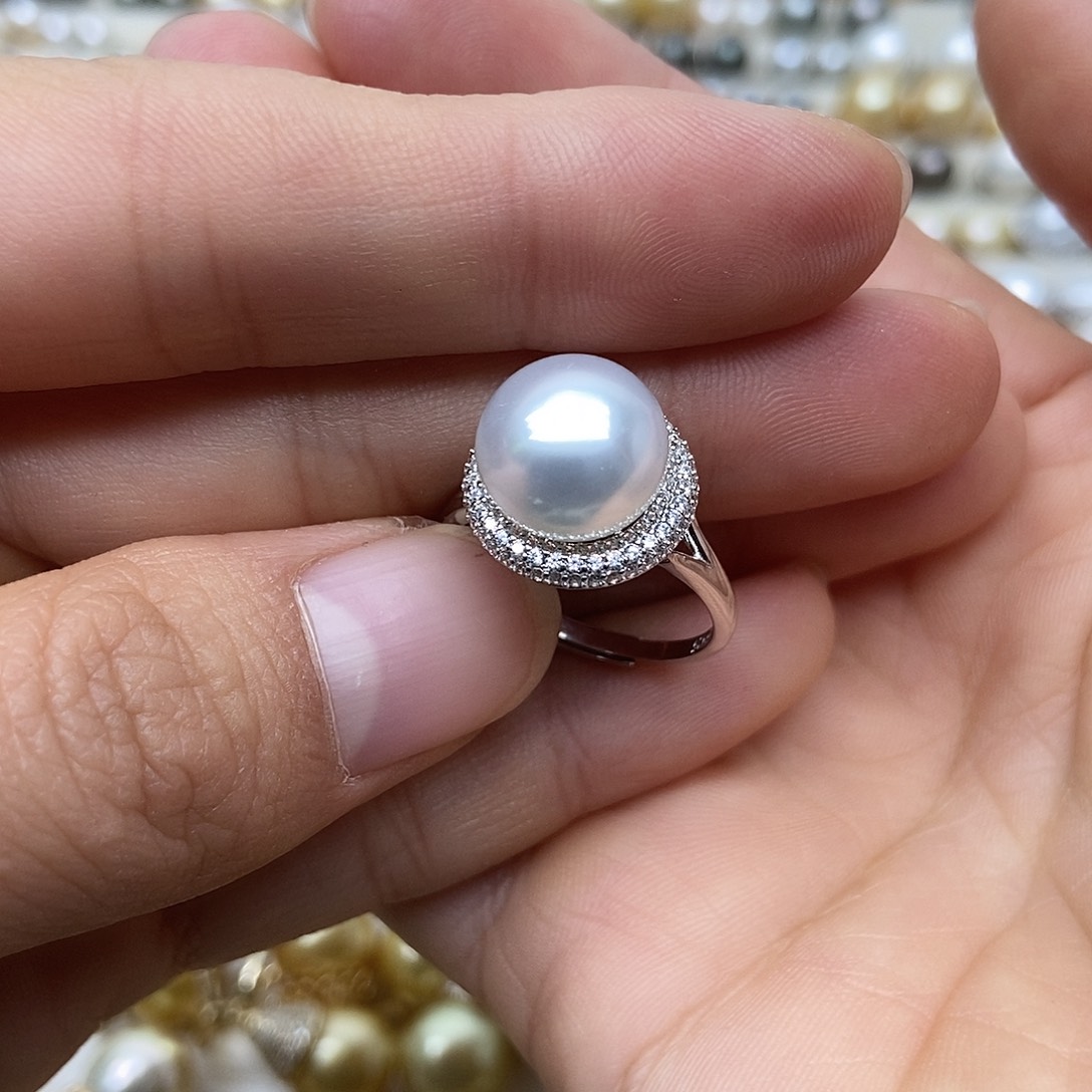 银S925镶嵌海水珍珠戒指