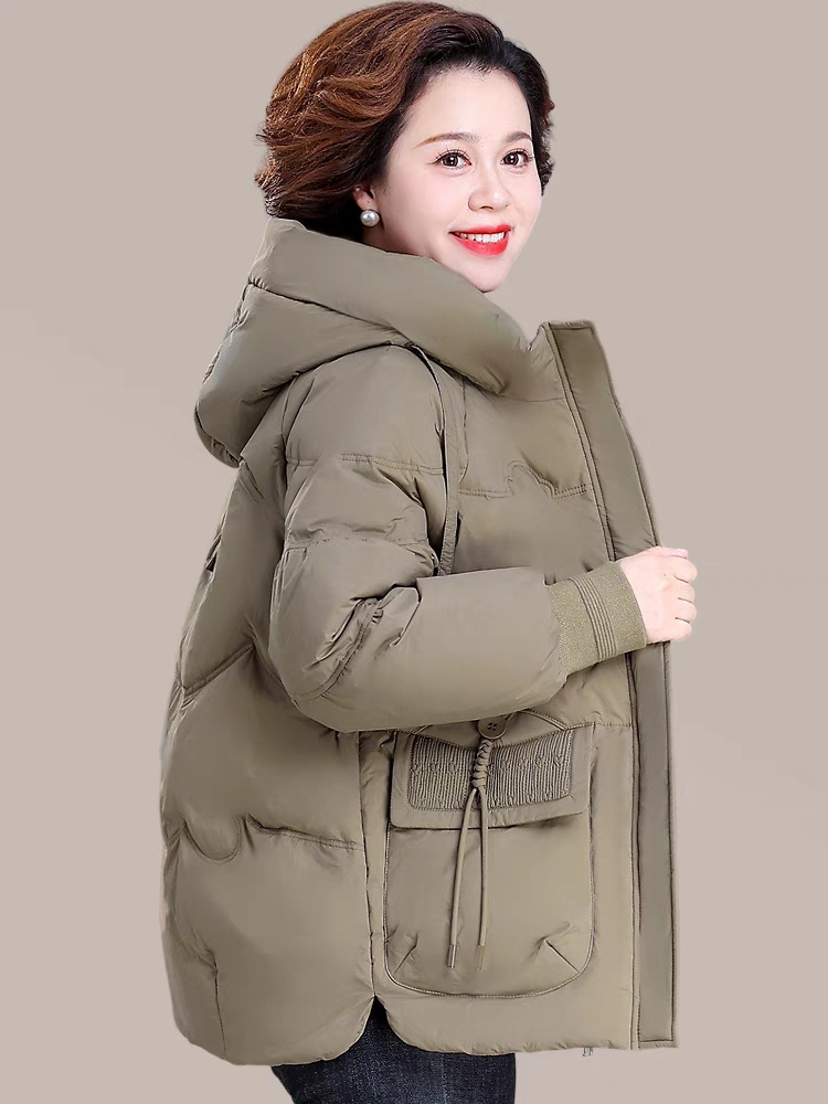 韩版宽松棉服女面包服连帽棉衣加厚宽松大码冬季外套妈妈保暖棉袄