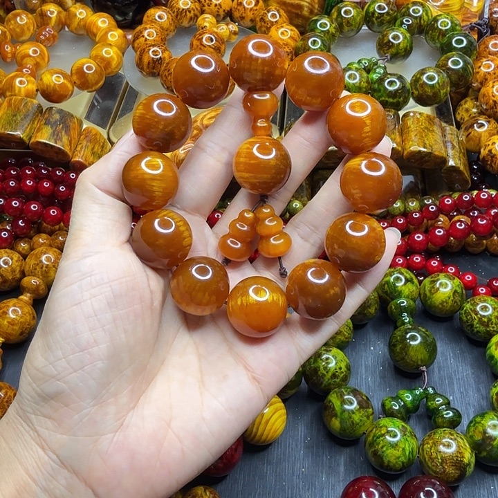 松木琥珀木文玩手串