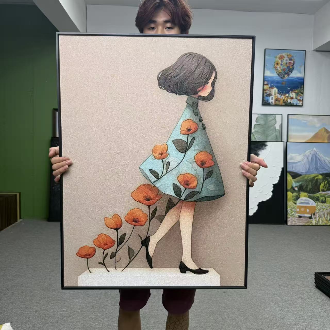 花卉女孩主题古典风格卧室床头客厅餐厅背景墙挂画6080