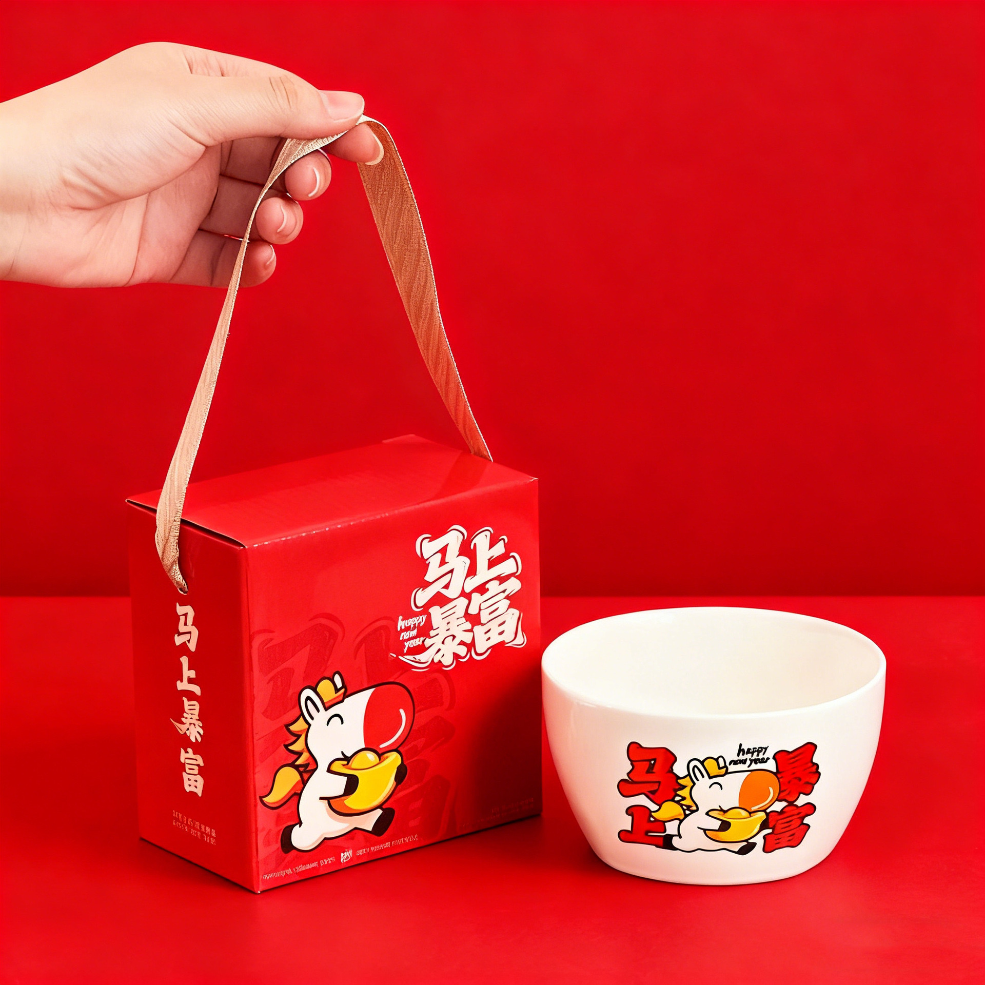 创意礼品伴手礼碗马上暴富