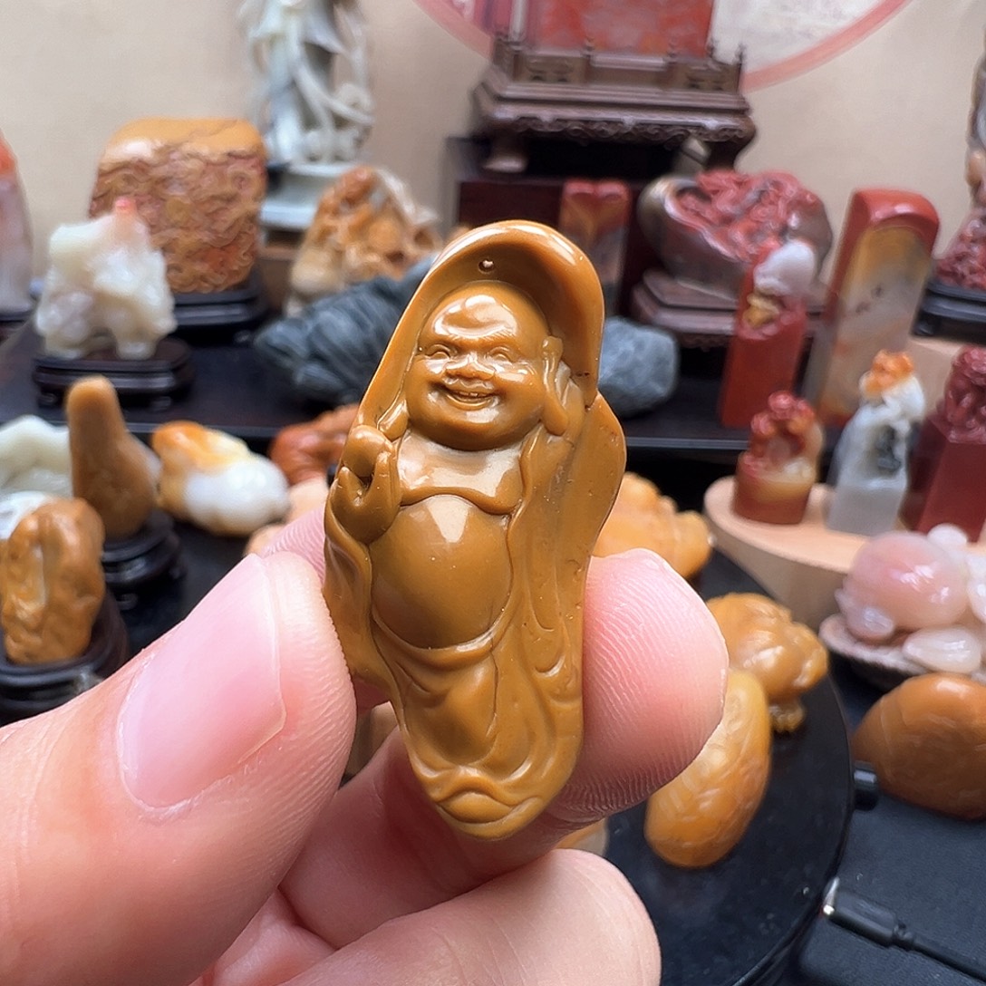 石材寿山石田黄石8.5克手工雕刻