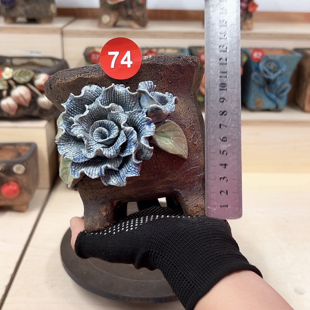 紫砂花盆74号内口11×11外高13