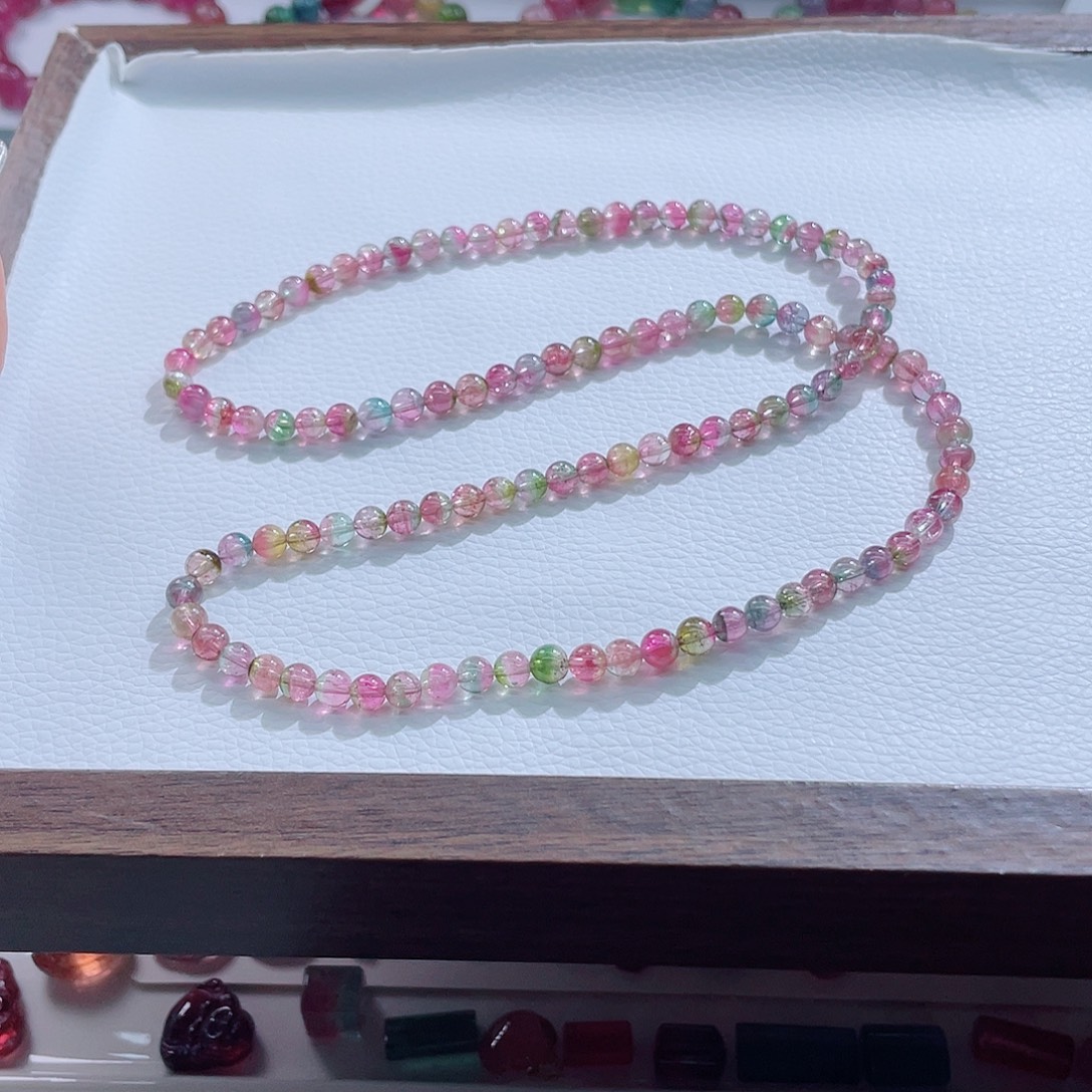 碧玺未镶嵌手链5mm左右