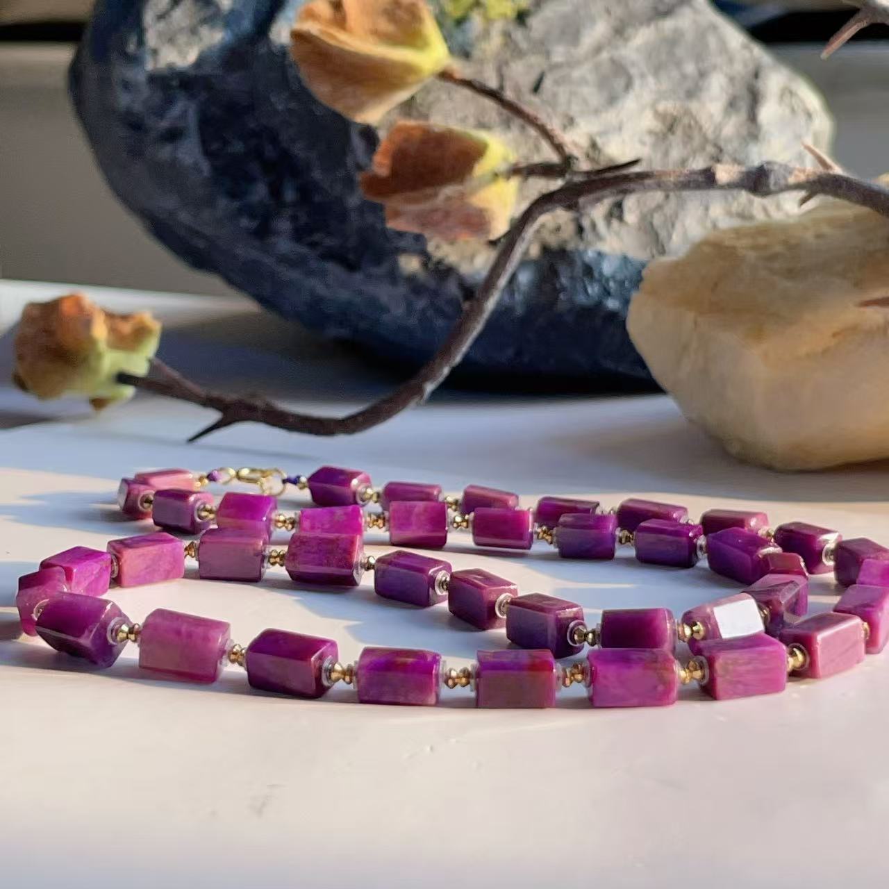 舒俱来紫红玉化项链/40cm/18K/4mm+/AZB3818/编码多样