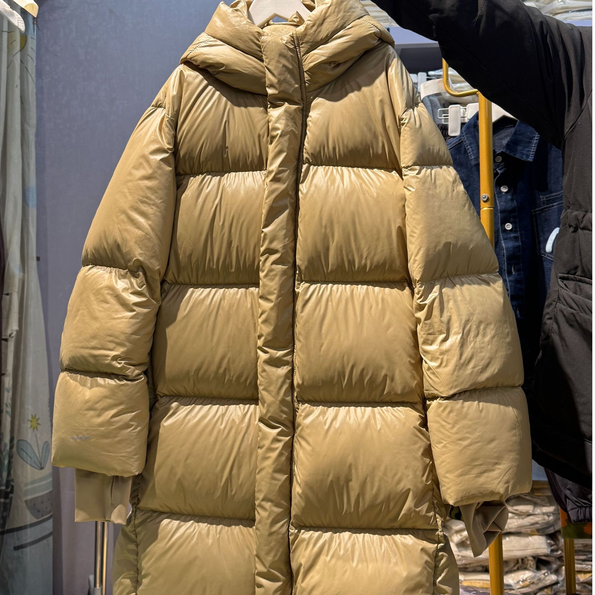 儿童连帽长款羽绒服