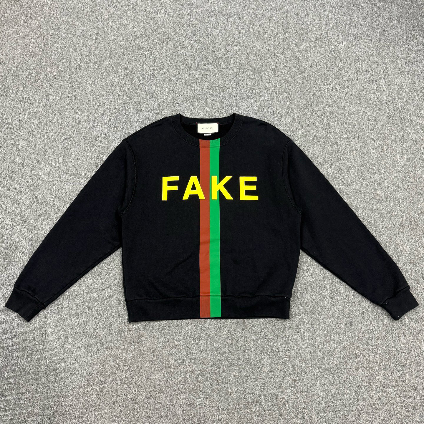 99新 GUCCI/古驰 16603220 黑色NOT FAKE红绿条纹卫衣 XS码99新