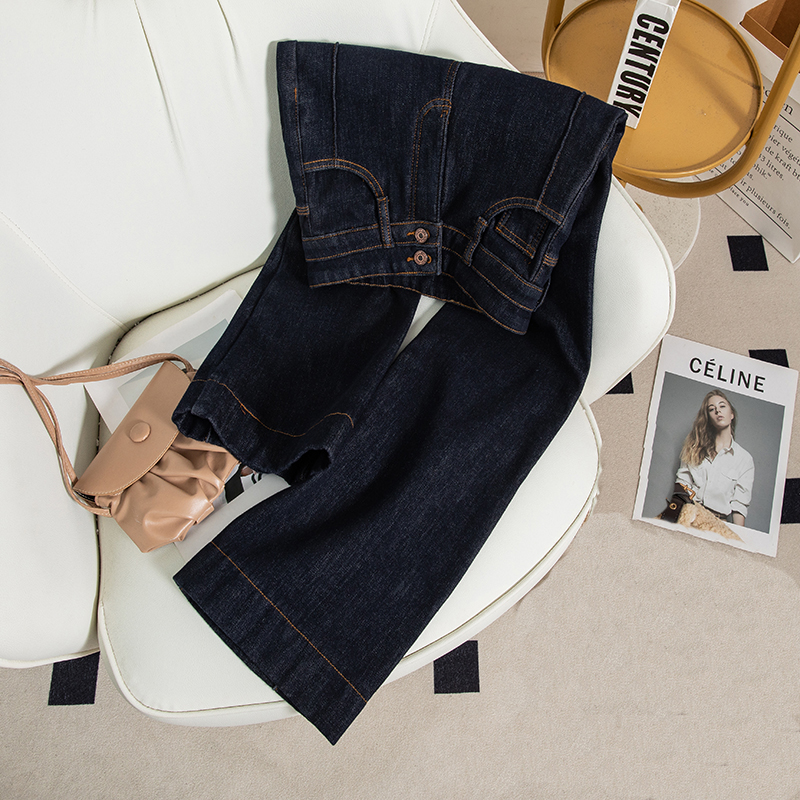 夏季新款高腰微喇阔腿牛仔裤女弹力2025年宽松显瘦裤子9776