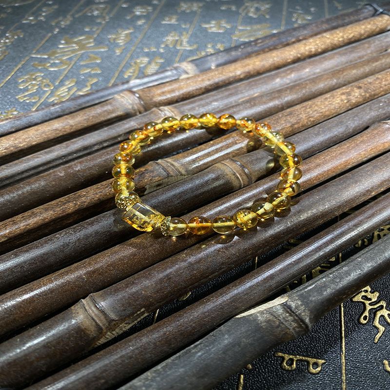 【哈轩灵灵珠宝】琥珀-花珀手串卡7m-302091
