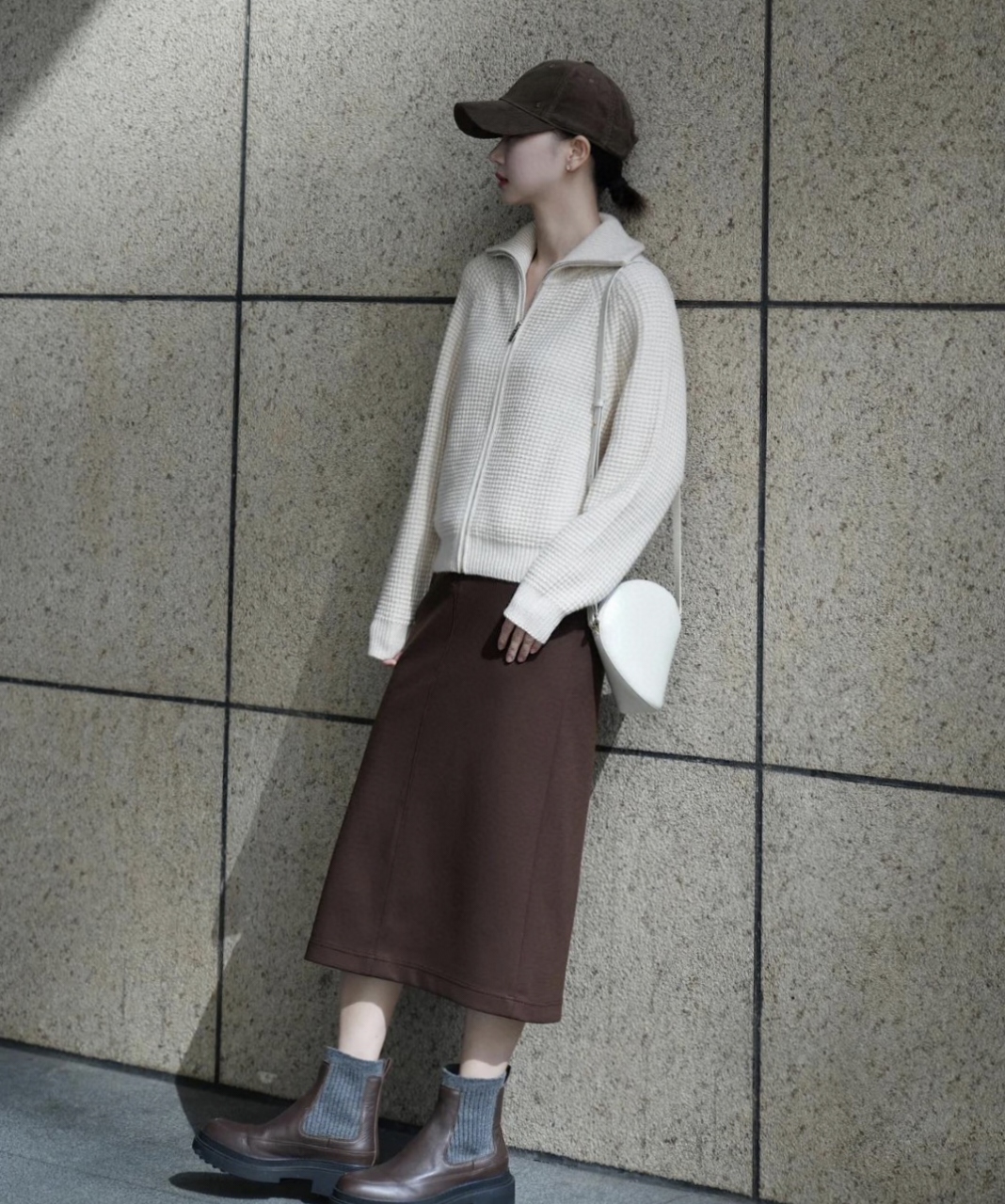 【皮皮总】禾2025早春新款合股羊绒华夫格拉链针织衫开衫毛衣外套