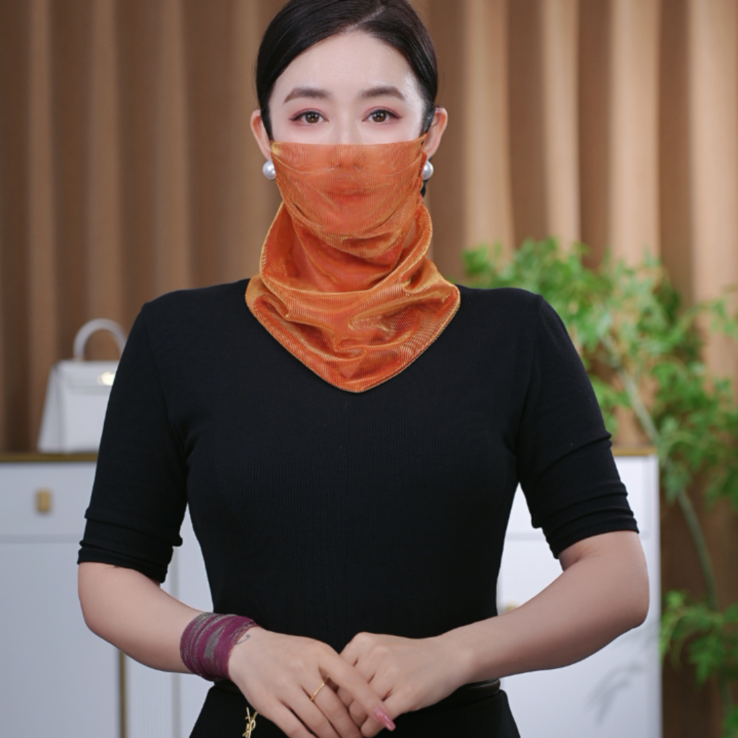 韩版新款夏季防晒面纱炫彩挂珠多功能围巾丝巾