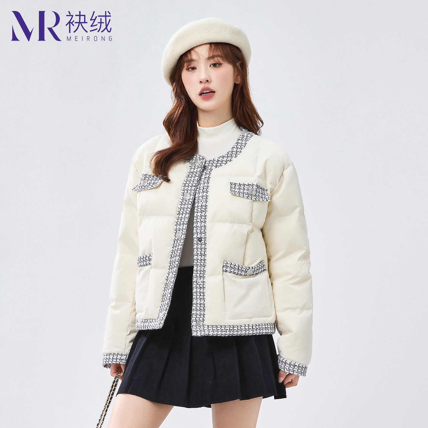 【MR·袂绒】小香风羽绒服女短款2025款时尚百搭小个子冬季保暖外套