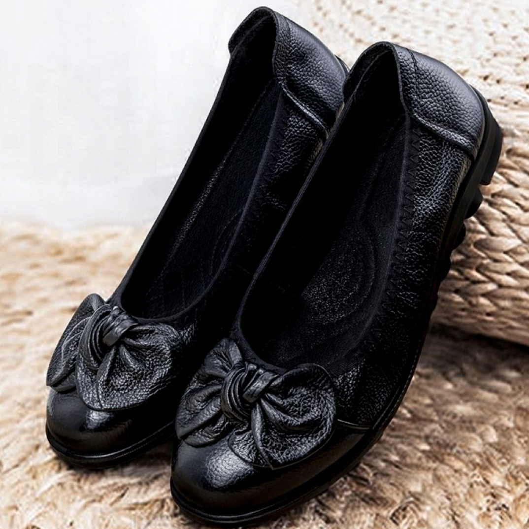 软底蝴蝶结民族风圆头防滑中国风豆豆鞋单鞋妈妈鞋欧若动感风