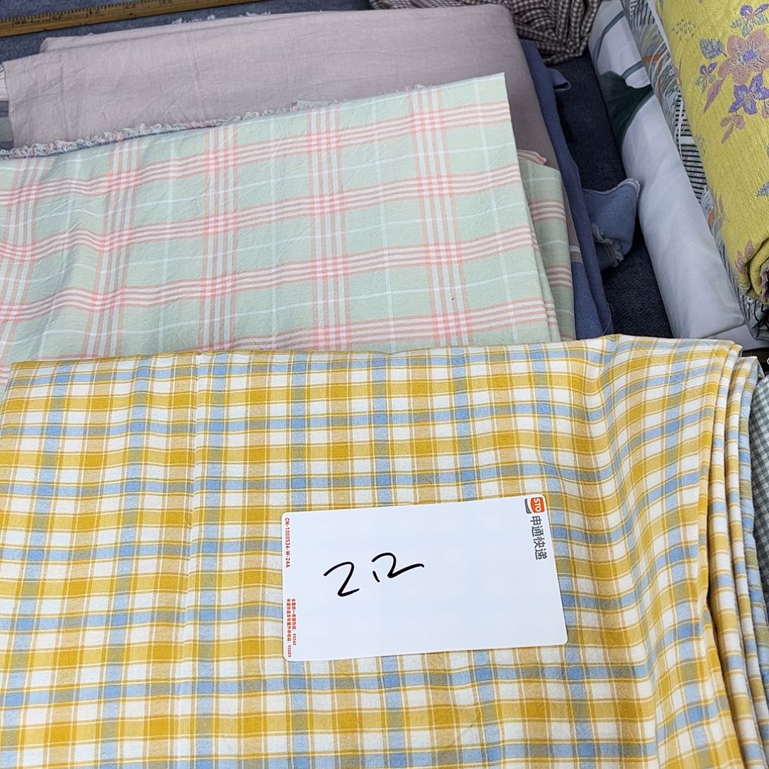 *****鹿毛黄蓝格子水洗棉～