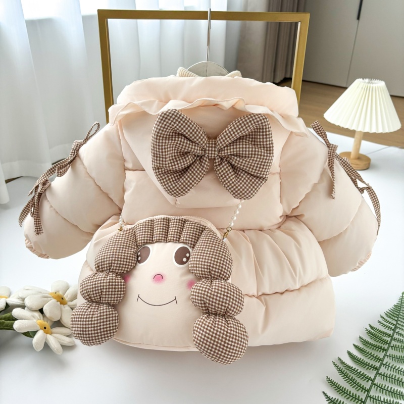 【送包包】女童冬装2025新款儿童加厚加绒棉服宝宝连帽棉衣保暖洋气