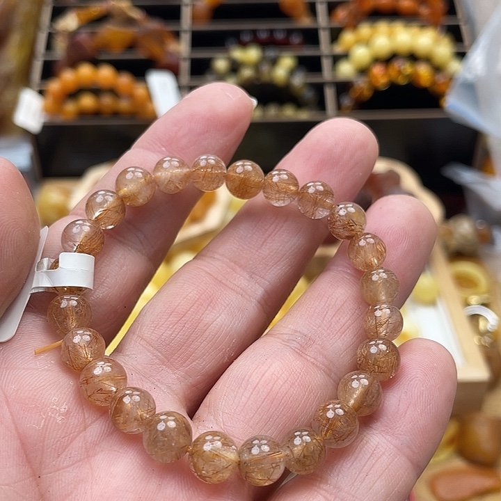 小***豹琥珀未镶嵌套链手串