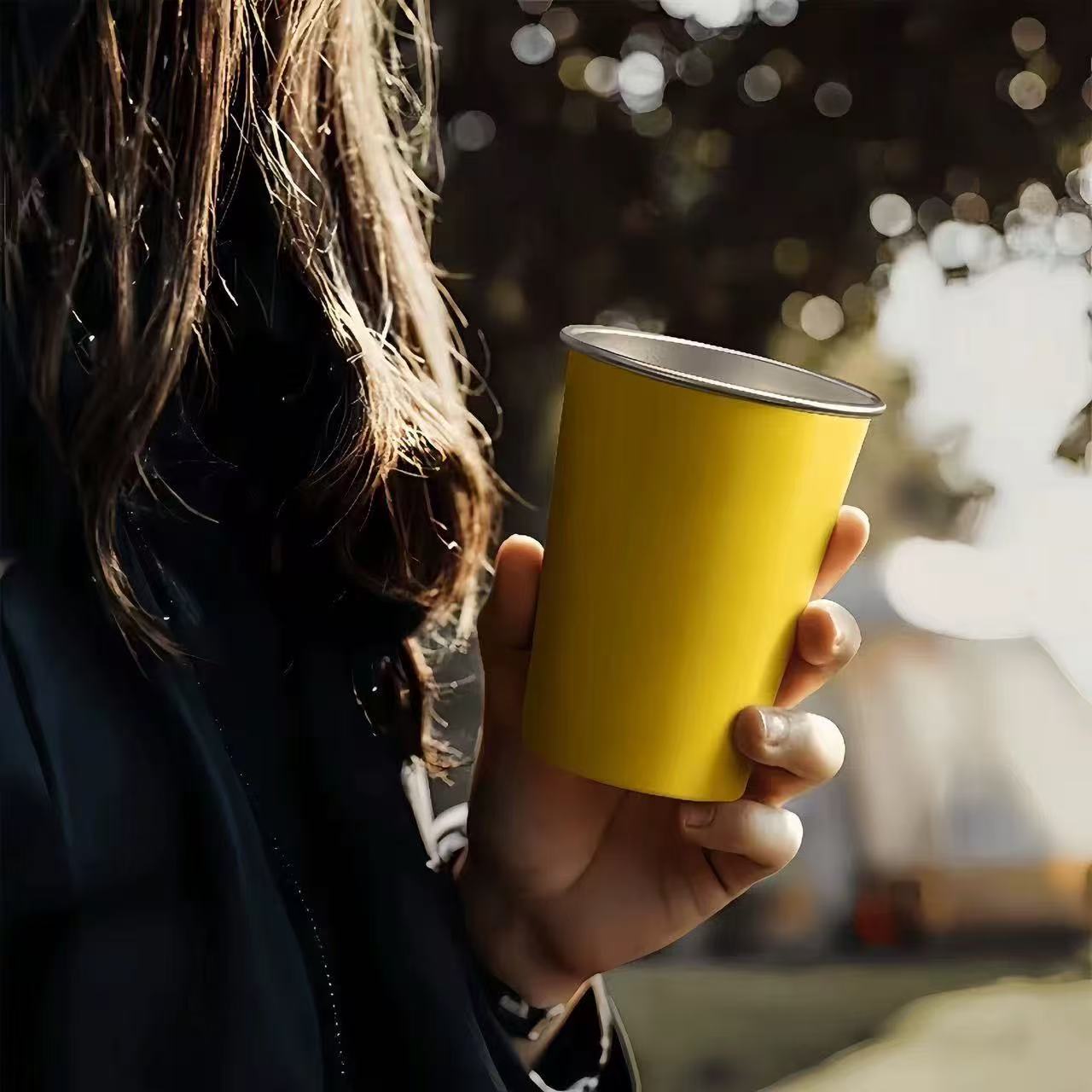 钛杯单层350ML纯钛杯家用可乐杯水杯冷饮杯户外简约水杯