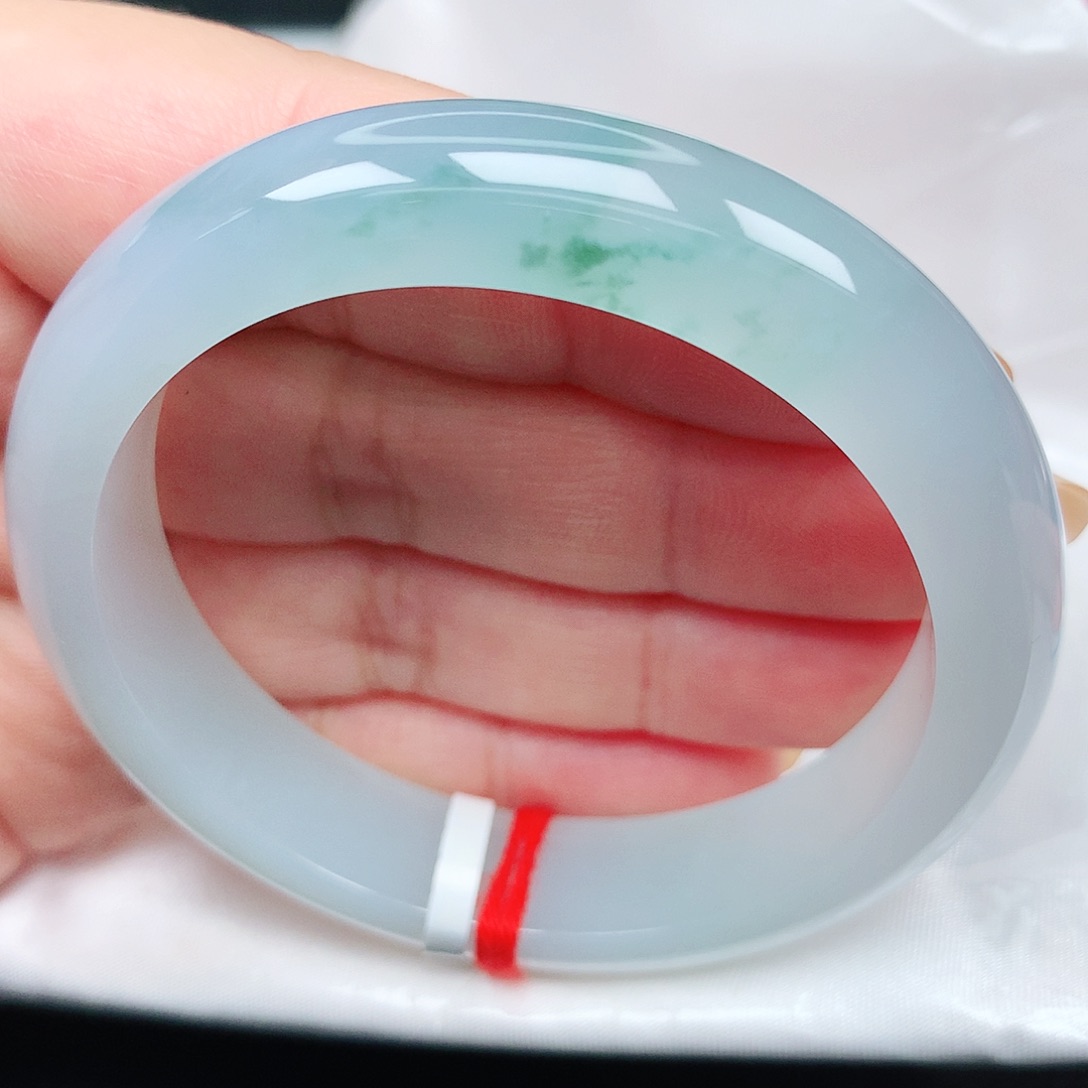 未镶嵌手镯翡翠19冰胶飘花 超美