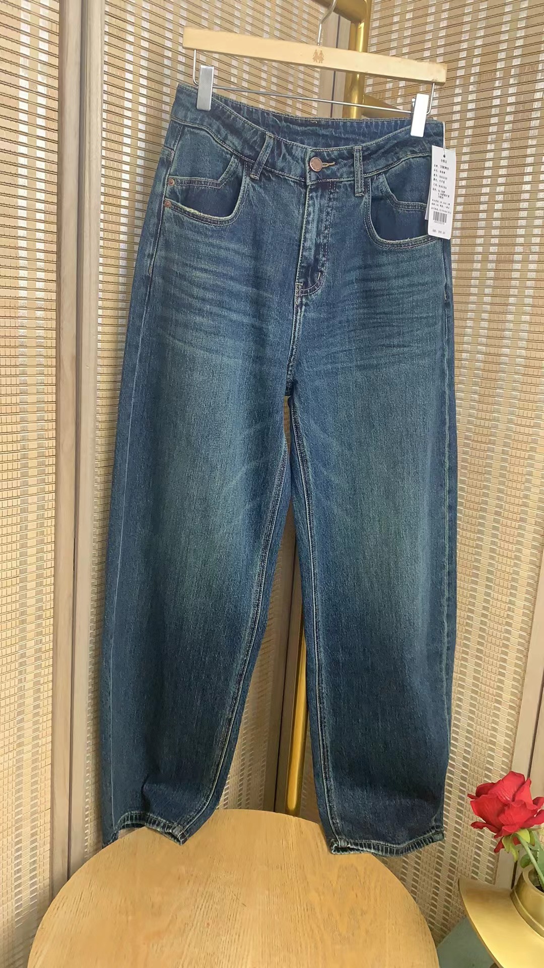 邻家集品/牛仔裤/82432106/蓝色/直筒/百搭/夏季/宽松/破洞设计师