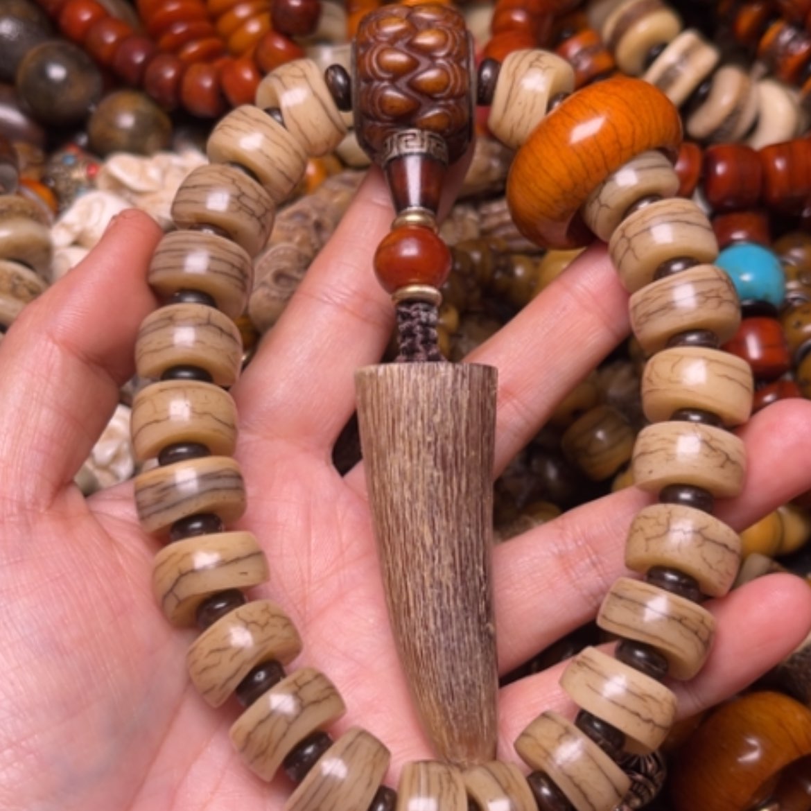 【闪购商品】牛骨手串/手链牛骨原色不规则切16×24颗