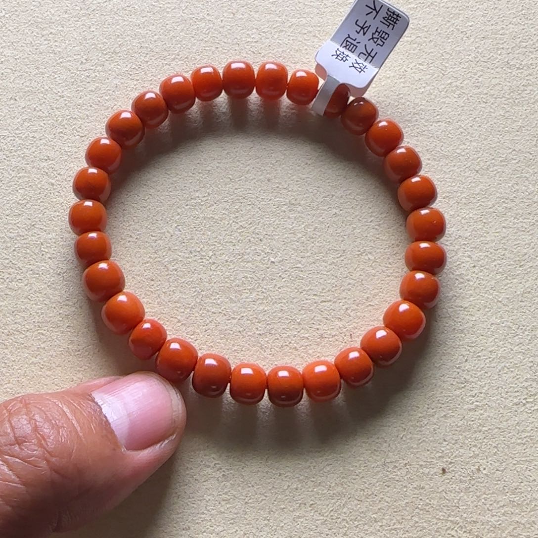 南红玛瑙手链未镶嵌丸*粥7.6mm冷水河老型