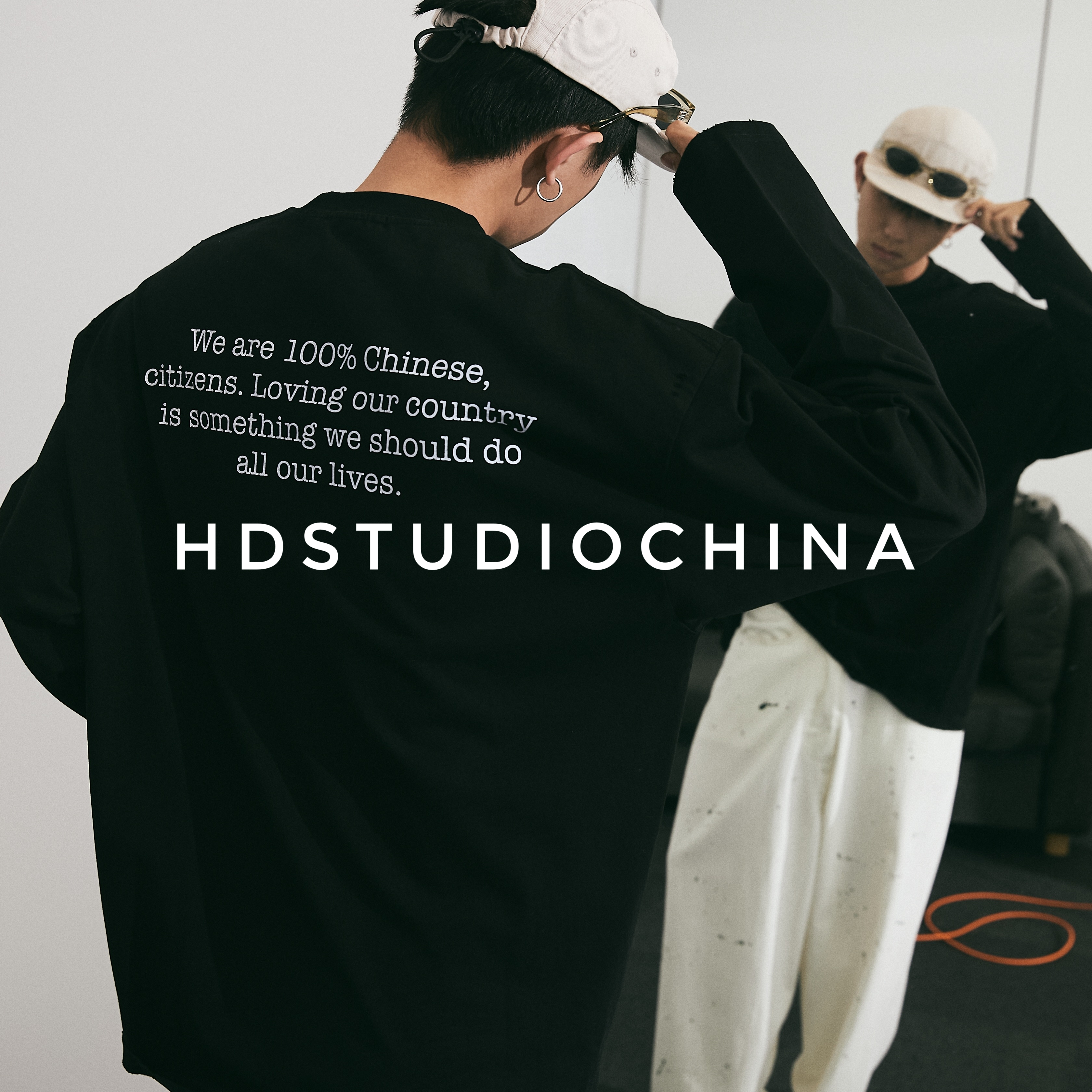 HDSTUDIO[大雾]原创秋冬300克休闲男装宽松磨破圆领T恤长袖男装