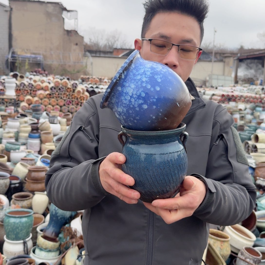 紫砂花盆瑕疵颜色随机两个口13高13左右