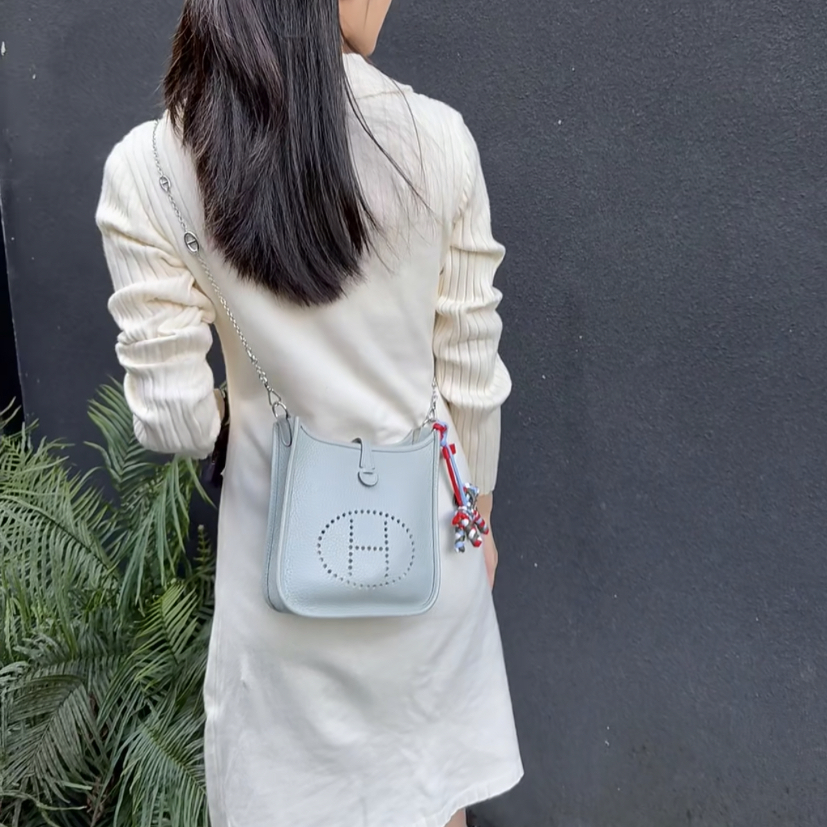 99新 Hermes/爱马仕 伊芙琳16 B刻 冰晶灰 附件尘袋 盒子 发票 