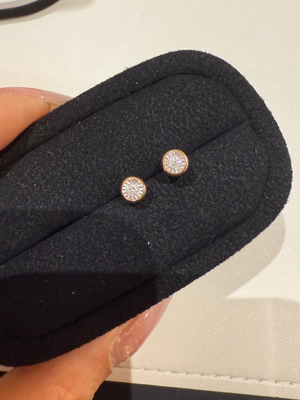 18k金钻石泡泡耳钉玫瑰金