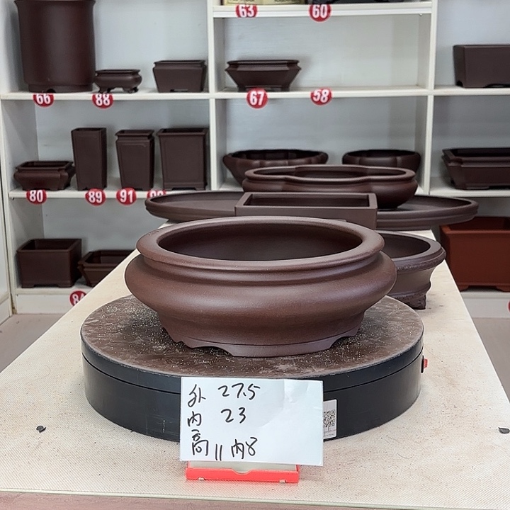 紫砂花盆束口圆盆