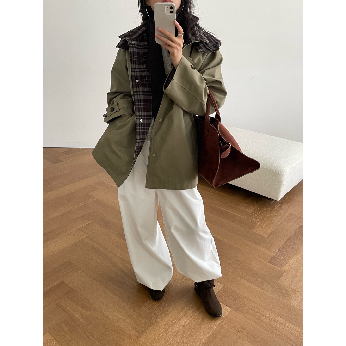 新款韩版简约纯色百搭时尚风衣外套F88001