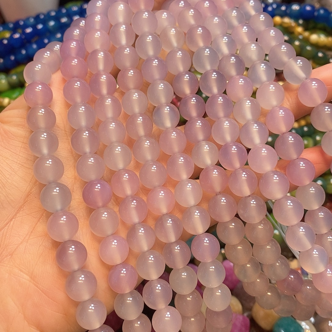 玛瑙/玉髓未镶嵌珠宝半成品10mm紫罗兰玛瑙一条