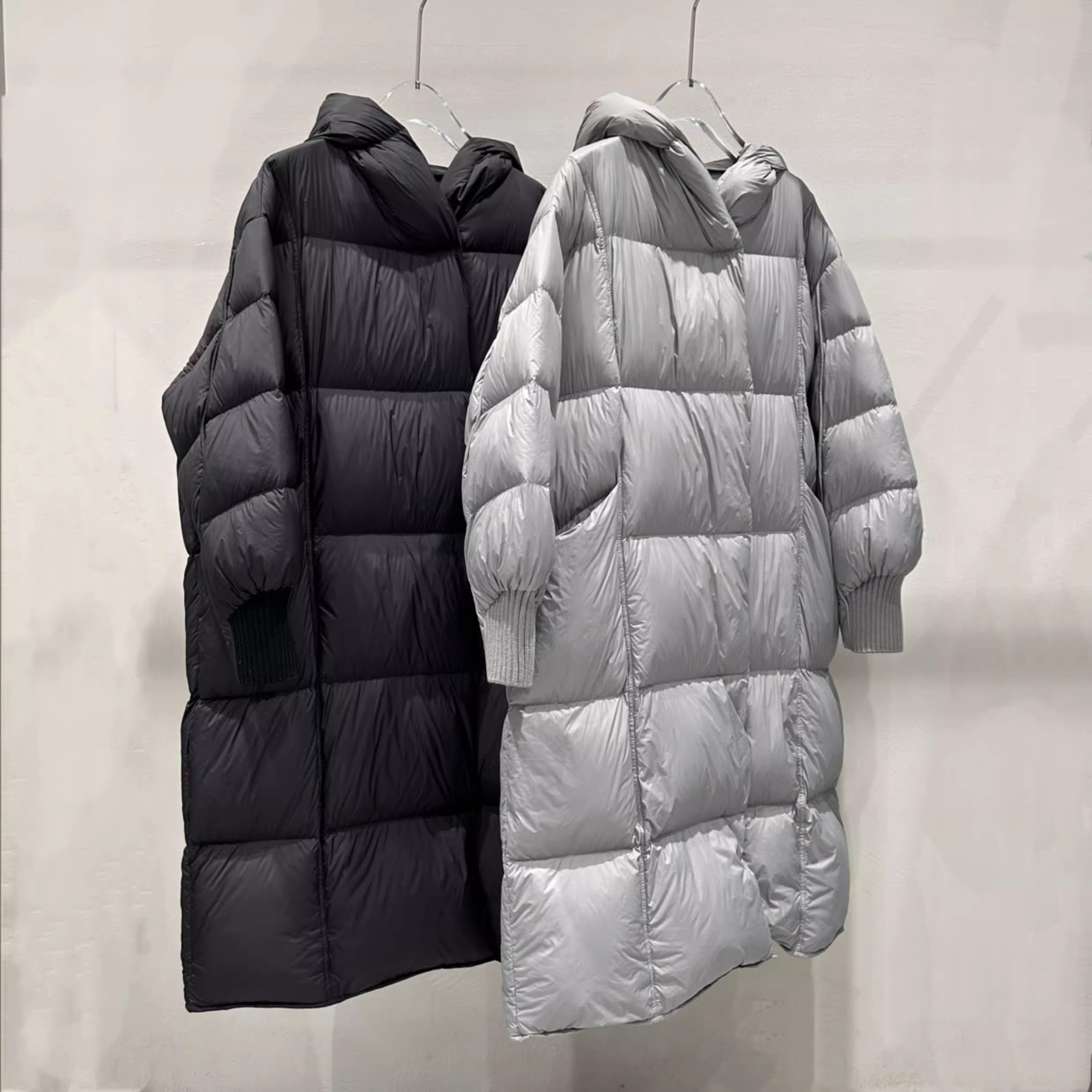 艾家商场同款2025冬新款中长款过膝外套连帽泡芙羽绒服女0030