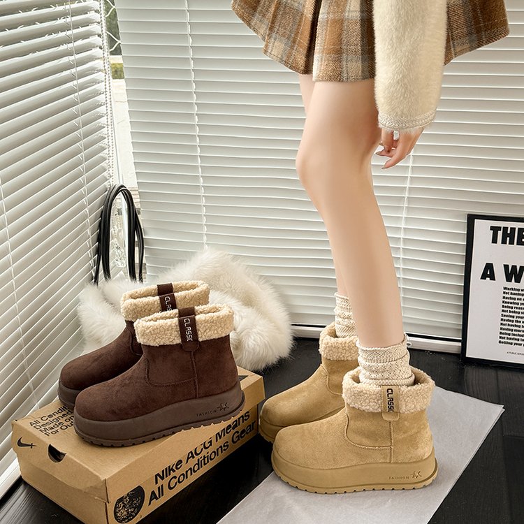 2025秋冬百搭厚底加绒加厚保暖冬季时尚中筒雪地靴网红韩版KT329